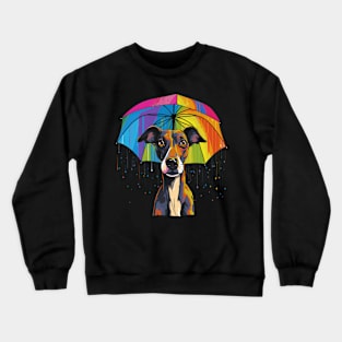 Whippet Rainy Day With Umbrella Crewneck Sweatshirt